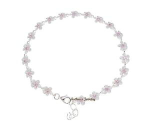 yzuXbg@ANZT?@X^[OVo[nCAvAt[NuXbgsN925 sterling silver hawaiian plumeria flower link bracelet pink cz 6mm 7