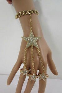 yzuXbg@ANZT?@X^[`[uXbgt@bVWG[X[uOS[hVo[women star charm bracelet hand chain fashion jewelry slave 3 rings gold silver