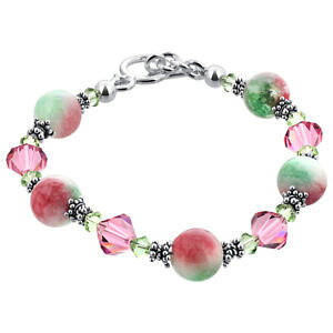 yzuXbg@ANZT?@X^[OVo[sNXtXL[GgNX^uXbgsterling silver pink amp; green gemstone swarovski elements crystal bracelet 75