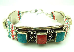 yzuXbg@ANZT?@^[RCYlp[uXbg925 silver plated turquoise gemstone ethnic original nepali bracelet 618