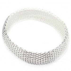 �y���������z�u���X���b�g�@�A�N�Z�T��?�@���b�V��wide silver bracelet for women with a mesh texture