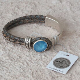 【送料無料】ブレスレット　アクセサリ—　スワロフスキーブレスレットブレスレット real leather bracelet with 14mm swarovski stone summer blueblue leather bracelet