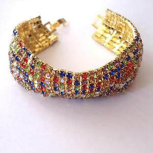 �y���������z�u���X���b�g�@�A�N�Z�T��?�@�e�j�X�u���X���b�g8�t�@�C��20cm 217 ladies tennis bracelet gold color 8 multicoloured crystal file 20 cm 217