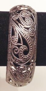 �y���������z�u���X���b�g�@�A�N�Z�T��?�@�j���[listingretro�����N633 listingretro bracelet link fretwork engraved embossed silver stretch 633