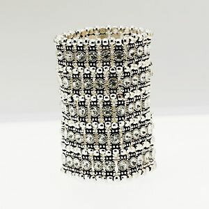 yzuXbg@ANZT?@NX^gpulsera puo 5 hilera plateado elstico cristal blanco matrimonio retro ct10