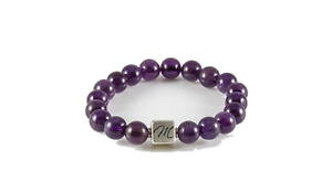 yzuXbg@ANZT?@X^[OSAWXg8mmamethyst gemstone bracelet 8mm with sterling silver logo bead custom made
