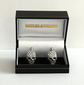 �y���������z�u���X���b�g�@�A�N�Z�T��?�@�o�g���[�E�B���\�����g���N���X�^���X�J���J�t�X�{�^��butler and wilson little crystal clear skull cufflinks