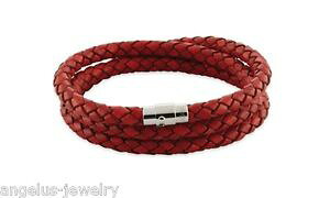 �y���������z�u���X���b�g�@�A�N�Z�T��?�@�u���X���b�g�����@�X�e�����X�N���X�valraune, leather bracelet riva , red, 58 cm, stainless steelmagnetic clasp