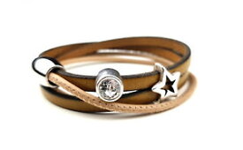 【送料無料】ブレスレット　アクセサリ—　ラップブレスレットブレスレットラインストーンストーンwrap bracelet leather tan bracelet handmade rhinestone stone star silver