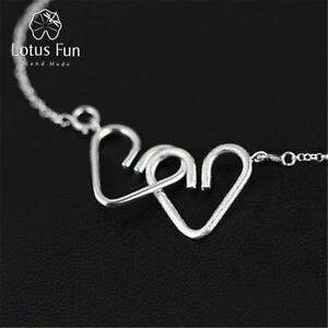 �y���������z�u���X���b�g�@�A�N�Z�T��?�@���}���`�b�N�n�[�g�u���X���b�g�X�^�[�����O�V���o�[lotus fun romantic sweet heart to heart bracelet 925 sterling silver creative d