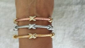 【送料無料】ブレスレット　アクセサリ—　ブレスレットストーン3 xwomen cable bracelet,3 x with crystal stone,color silver, rose gold and gold