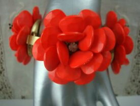 【送料無料】ブレスレット　アクセサリ—　ネオンオレンジブレスレットfabulous neon orange chunky j crew flower 7 bracelet