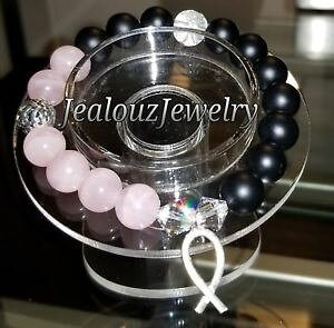 yzuXbg@ANZT?@{[YNH[c}bguXbgsterling silver breast cancer ribbon rose quartz matte agate gemstone bracelet