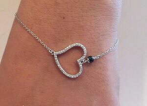 �y���������z�u���X���b�g�@�A�N�Z�T��?�@925 sterlingopen heart outline bracelet w1 75 ct accentsadjustable925 sterling silver open heart outline bracelet w 1 ct a