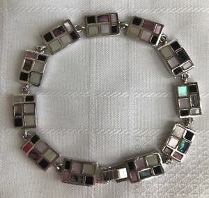 yzuXbg@ANZT?@CA\tBAVF_uXbgArbvV}mEsilvertone712lia sophia sheridan bracelet abalone mop onyx silvertone rectangles modern 7 12