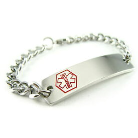 【送料無料】ブレスレット　アクセサリ—　ブレスレットチェーンmyiddr pre engraved no nsaids medical alert id bracelet, curb chain