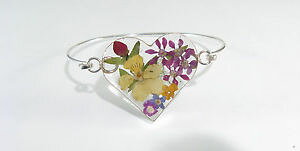 yzuXbg@ANZT?@X^[OVo[uXbgn[gfUC925 sterling silver small bracelet real flowers large heart design 6 14