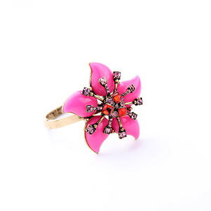 �y���������z�u���X���b�g�@�A�N�Z�T��?�@�h���h�O�����f�t���[���T���g��pulsera dorado rgido grande flor rosa hileras fino retro ct6