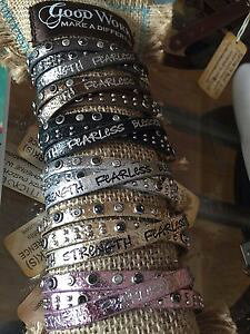 yzuXbg@ANZT?@U[JtuXbggI^bNgood works leather cuff bracelet magnetic closure trio metallic affirmations