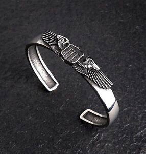 yzuXbg@ANZT?@g`^t@uXbgretro military titanium steel army fan sweet heart wings bracelet