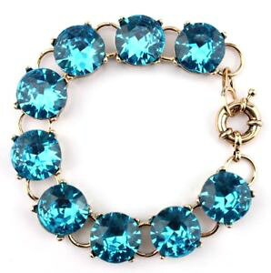 yzuXbg@ANZT?@NX^CXg[EhhbgS[hejX`F[uXbgblue green crystal rhinestone round dot gold tennis chain statement bracelet