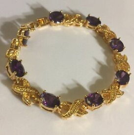 【送料無料】ブレスレット　アクセサリ—　アメジスト18ct725gbboxedプラムgb purple oval amethysts 18ct gold filled bracelet 725 long boxed plum uk