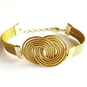 �y���������z�u���X���b�g�@�A�N�Z�T��?�@�u���X���b�g�����N�X�g���b�v listingcapim vegetable gold bracelet figure eight linked wide golden straps adjustable