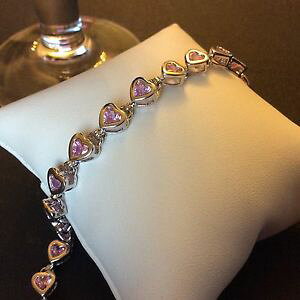yzuXbg@ANZT?@sNTt@CAn[guXbgVo[zCgS[hgb pink sapphire heart bracelet 725 silver white gold gf gift boxed plum uk