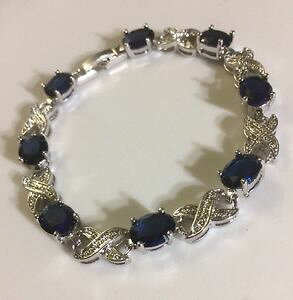 yzuXbg@ANZT?@Tt@CAVo[zCgS[huXbggb blue oval sapphires silver white gold gf bracelet 725 boxed plum uk