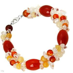 yzuXbg@ANZT?@X^[OVo[uXbgC`925 sterling silver carnelians amp; quartz bracelet 8 inch