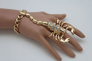 Gold アクセサリ Jewelry 送料無料 ブレスレット Women Slave Fashion メタルスコーピオンスレーブブレスレットリングファッションジュエリーfancy Gold Scorpion Metal Hand Chain Ring Bracelet Women