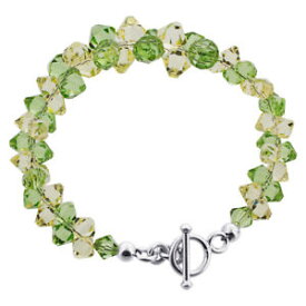 【送料無料】ブレスレット　アクセサリ—　スターリングシルバースワロフスキーエレメントブレスレットインチsterling silver swarovski elements green and yellow crystal bracelet 75 inch