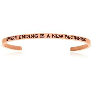 �y���������z�u���X���b�g�@�A�N�Z�T��?�@�s���N�X�e�����X�J�t�X�u���X���b�gpink stainless steel every ending is a beginning cuff inspiring bracelet