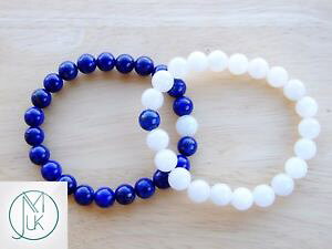 yzuXbg@ANZT?@Jbv[Xg[sXYuXbg`Ncouple moonstonelapis lazuli natural gemstone bracelet 69 elasticated chakra