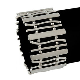 【送料無料】ブレスレット　アクセサリ—　メッキバービードフレックスブレスレットpolished silver plated bars amp; bead flex bracelet 18cm length