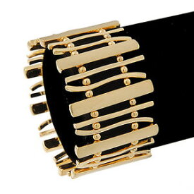 【送料無料】ブレスレット　アクセサリ—　ゴールドメッキバービーズフレックスブレスレットpolished gold plated bars amp; beads flex bracelet 18cm length