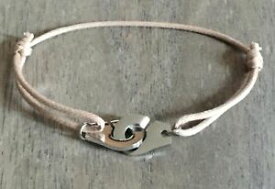 【送料無料】ブレスレット　アクセサリ—　コットンコードシルバースチールベージュコードブレスレットhandcuffs bracelet on cotton cord adjustable silver steel beige supp cord