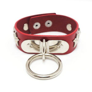 �y���������z�u���X���b�g�@�A�N�Z�T��?�@�����O���U�[�u���X���b�g�J���C�Cstar studded ring leather bracelet [red] listen flavor harajuku kawaii