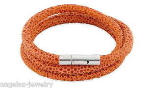 �y���������z�u���X���b�g�@�A�N�Z�T��?�@�u���X���b�g�J���[�I�����Walraune, leather bracelet viper , colour orange, 57 cm,