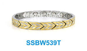 �y���������z�u���X���b�g�@�A�N�Z�T��?�@�V���o�[�S�[���h�X�e�����X�X�`�[�������N�u���X���b�gsilver and gold arrow women magnetic stainless steel 316l link bracelet ssbw539t