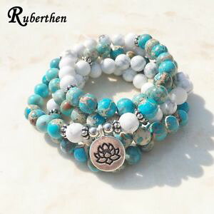 �y���������z�u���X���b�g�@�A�N�Z�T��?�@�t�@�b�V�����f�U�C���u���X���b�gruberthen fashion design howlite natural stone mala bracelet 108 beads mala wrap