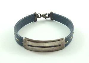 yzuXbg@ANZT?@C^AX^[OVo[uXbgitalian sterling silver amp; blue leather bracelet