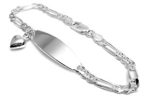 yzuXbg@ANZT?@X^[OVo[tBKNuXbgn[g925 sterling silver 7 or 8 engraved figaro link id bracelet w dangling heart