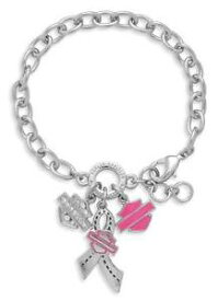 【送料無料】ブレスレット　アクセサリ—　ハーレーダビッドソンピンクラベルクリスタルバーシールドリボンブレスレットharley davidson pink label crystal bar amp; shield ribbon charm statement bracelet