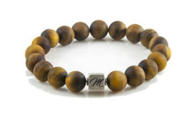 【送料無料】ブレスレット　アクセサリ—　マットタイガーアイブレスレットスターリングシルバービーズカスタムmatte tiger eye gemstone bracelet large 10mm with sterling silver bead custom