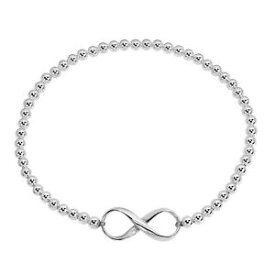 【送料無料】ブレスレット　アクセサリ—　スターリングシルバービーズブレスレットendless love infinity sterling silver elastic bead bracelet