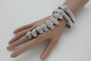 �y���������z�u���X���b�g�@�A�N�Z�T��?�@�t�@�b�V�����u���X���b�g�X�P���g�������Owomen silver metal fashion bracelet hand chain bling spine bones skeleton ring