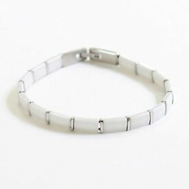 【送料無料】ブレスレット　アクセサリ—　シックブレスレットアクセサリーmodern chic white ceramic silver surgical steel bracelet fashion accessory gift