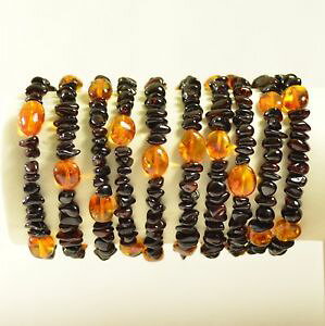 �y���������z�u���X���b�g�@�A�N�Z�T��?�@���b�g�o���g�u���X���b�glot 10 whole baltic amber bracelet cherry color 36 g c2226