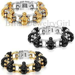 yzuXbg@ANZT?@SVbNXJ[^[oCJ[`F[XeXX`[uXbg91 heavy gothic skull men motor biker chain stainless steel bracelet 16mm wide